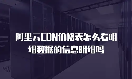 阿里云CDN价格表怎么看明细数据的信息明细吗