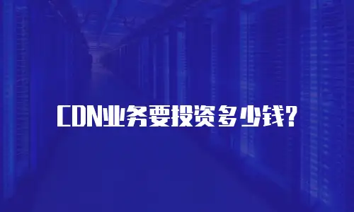CDN业务要投资多少钱？