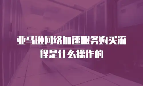 亚马逊网络加速服务购买流程是什么操作的