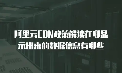 阿里云CDN政策解读在哪显示出来的数据信息有哪些