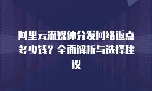 阿里云流媒体分发网络返点多少钱？全面解析与选择建议