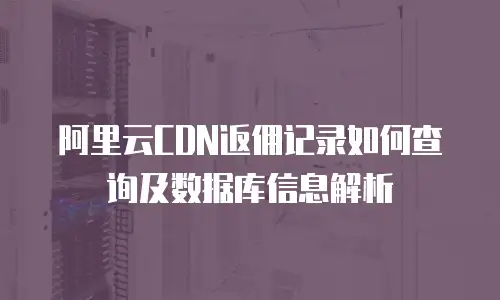 阿里云CDN返佣记录如何查询及数据库信息解析