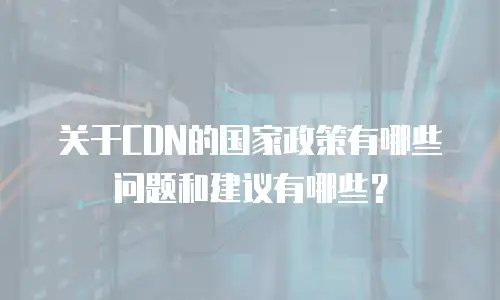 关于CDN的国家政策有哪些问题和建议有哪些？