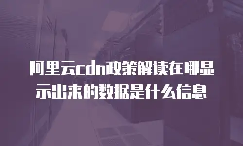 阿里云CDN政策解读在哪显示出来的数据是什么信息