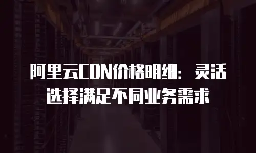 阿里云CDN价格明细：灵活选择满足不同业务需求
