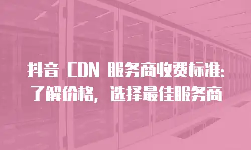 抖音 CDN 服务商收费标准：了解价格，选择最佳服务商