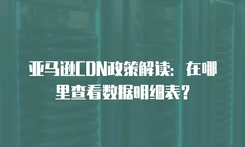 亚马逊CDN政策解读：在哪里查看数据明细表？