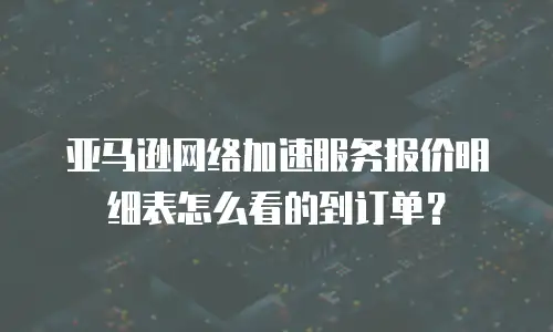 亚马逊网络加速服务报价明细表怎么看的到订单？