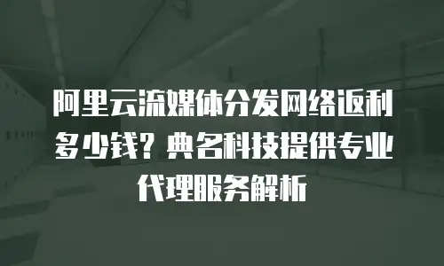 阿里云流媒体分发网络返利多少钱？典名科技提供专业代理服务解析