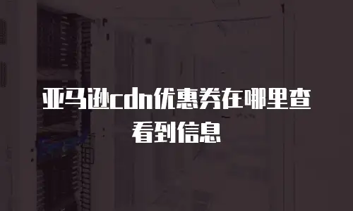 亚马逊cdn优惠券在哪里查看到信息