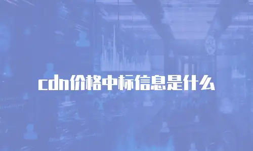 cdn价格中标信息是什么