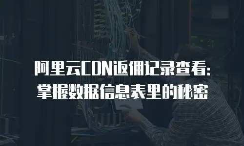 阿里云CDN返佣记录查看：掌握数据信息表里的秘密