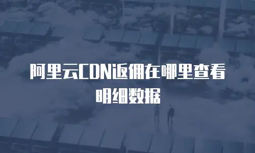 阿里云CDN返佣在哪里查看明细数据