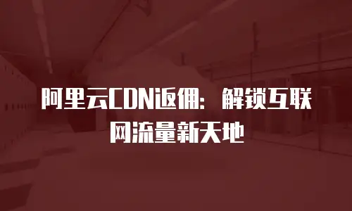 阿里云CDN返佣：解锁互联网流量新天地