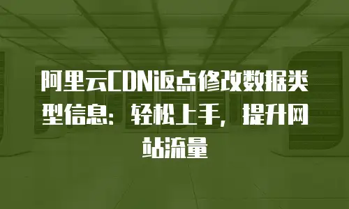 阿里云CDN返点修改数据类型信息：轻松上手，提升网站流量