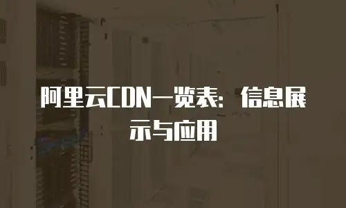 阿里云CDN一览表：信息展示与应用