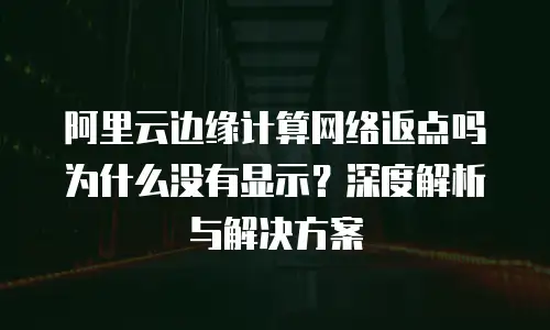 阿里云边缘计算网络返点吗为什么没有显示？深度解析与解决方案