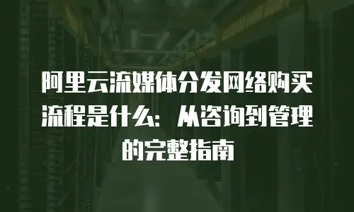 阿里云流媒体分发网络购买流程是什么：从咨询到管理的完整指南
