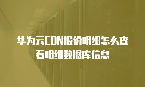 华为云CDN报价明细怎么查看明细数据库信息