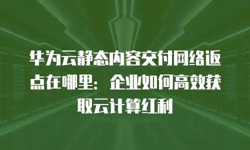 华为云静态内容交付网络返点在哪里：企业如何高效获取云计算红利