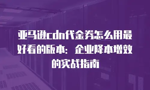 亚马逊cdn代金券怎么用最好看的版本：企业降本增效的实战指南