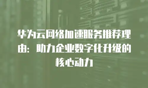 华为云网络加速服务推荐理由：助力企业数字化升级的核心动力