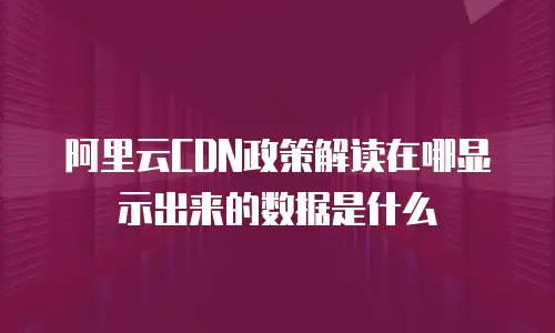 阿里云CDN政策解读在哪显示出来的数据是什么