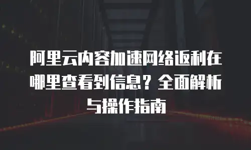 阿里云内容加速网络返利在哪里查看到信息？全面解析与操作指南