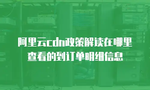 阿里云cdn政策解读在哪里查看的到订单明细信息