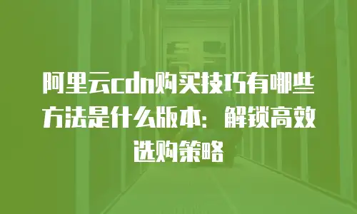 阿里云cdn购买技巧有哪些方法是什么版本：解锁高效选购策略