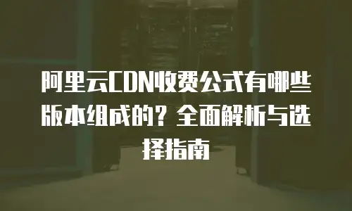 阿里云CDN收费公式有哪些版本组成的？全面解析与选择指南