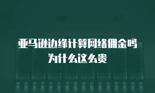 亚马逊边缘计算网络佣金吗为什么这么贵