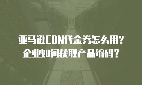 亚马逊CDN代金券怎么用？企业如何获取产品编码？