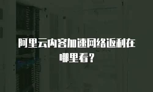 阿里云内容加速网络返利在哪里看？