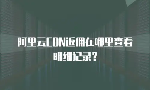 阿里云CDN返佣在哪里查看明细记录？