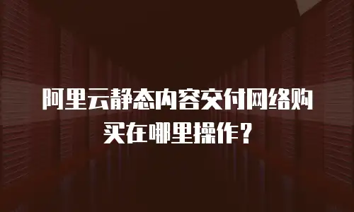 阿里云静态内容交付网络购买在哪里操作？
