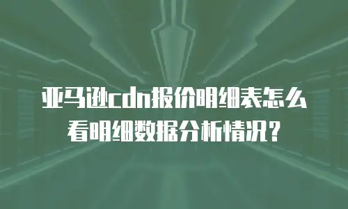亚马逊cdn报价明细表怎么看明细数据分析情况？