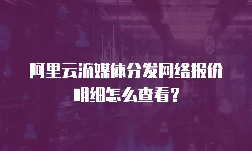 阿里云流媒体分发网络报价明细怎么查看？