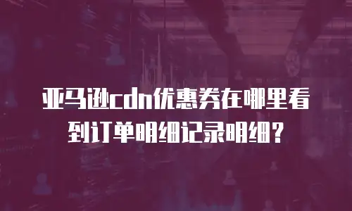 亚马逊cdn优惠券在哪里看到订单明细记录明细？