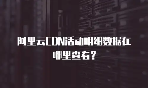 阿里云CDN活动明细数据在哪里查看？
