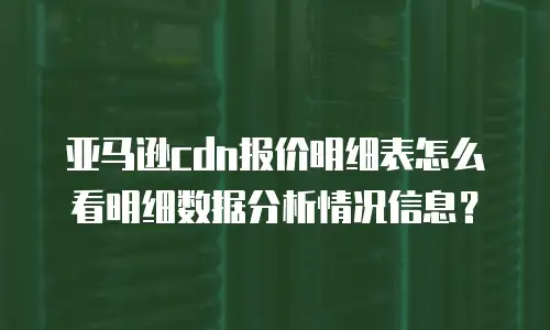 亚马逊cdn报价明细表怎么看明细数据分析情况信息？