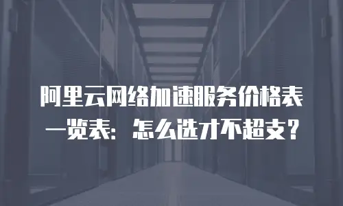 阿里云网络加速服务价格表一览表：怎么选才不超支？