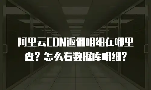 阿里云CDN返佣明细在哪里查？怎么看数据库明细？
