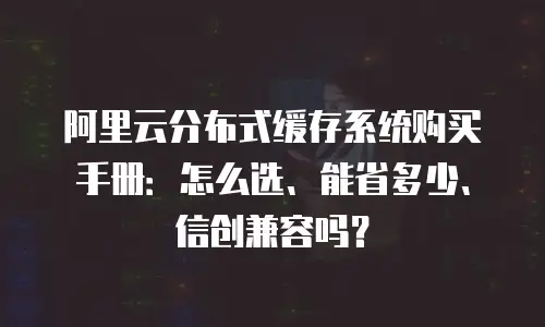 阿里云分布式缓存系统购买手册：怎么选、能省多少、信创兼容吗？