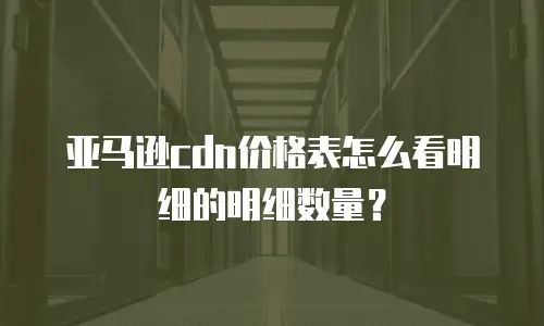 亚马逊cdn价格表怎么看明细的明细数量？