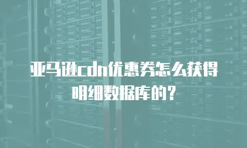 亚马逊cdn优惠券怎么获得明细数据库的？
