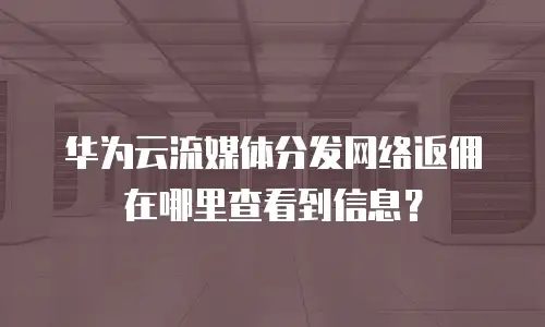 华为云流媒体分发网络返佣在哪里查看到信息？
