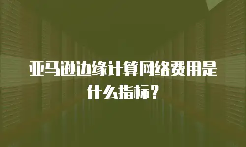 亚马逊边缘计算网络费用是什么指标？