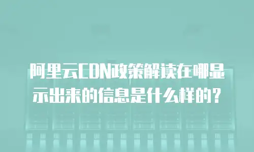 阿里云CDN政策解读在哪显示出来的信息是什么样的？