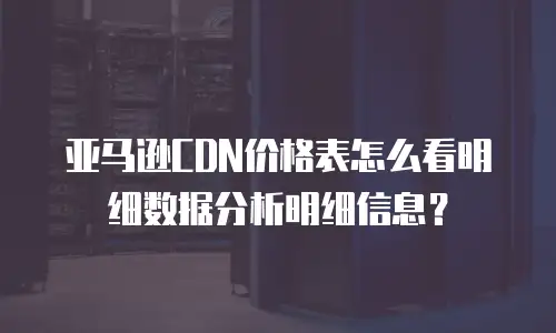 亚马逊CDN价格表怎么看明细数据分析明细信息？
